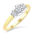 1/2 Ctw 3-Stone Round Cut Diamond Fashion Ring in 14K Yellow and White Gold