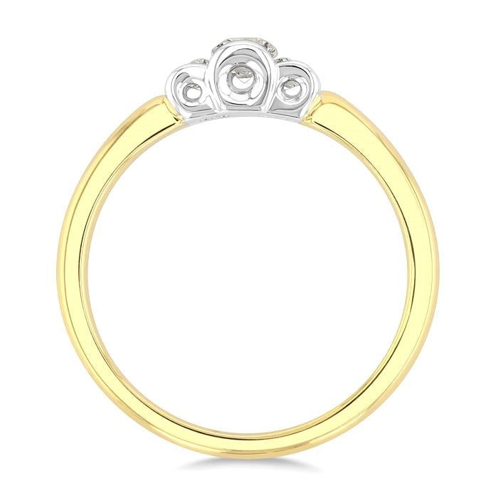 1/4 Ctw 3-Stone Round Cut Diamond Fashion Ring in 14K Yellow and White Gold