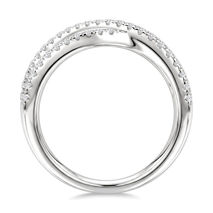 1 Ctw Round Cut Diamond Criss-Cross Bold Fashion Band in 14K White Gold