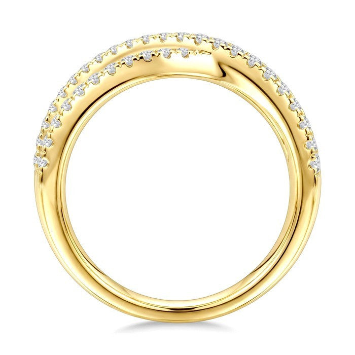 1 Ctw Round Cut Diamond Criss-Cross Bold Fashion Band in 14K Yellow Gold