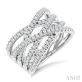 1 Ctw Round Cut Diamond Criss-Cross Bold Fashion Band in 14K White Gold