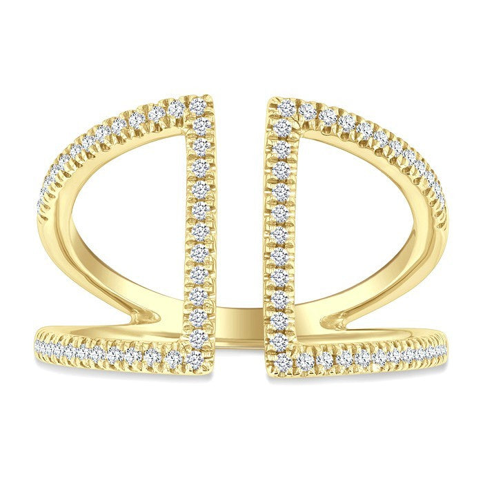1/3 Ctw Geometric Wide Split Lightweight Round Cut Diamond Open Fashion Ring in 10K Yellow Gold