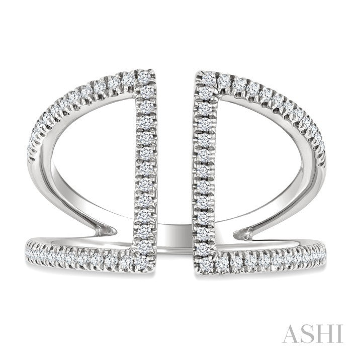 1/3 Ctw Geometric Wide Split Lightweight Round Cut Diamond Open Fashion Ring in 10K White Gold