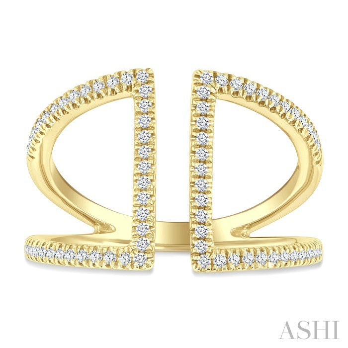 1/3 Ctw Geometric Wide Split Lightweight Round Cut Diamond Open Fashion Ring in 10K Yellow Gold