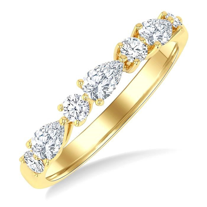 5/8 Ctw Pear and Round Cut Diamond Fashion Band in 14K Yellow Gold
