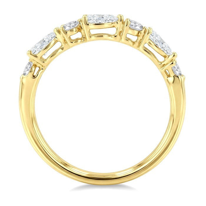 5/8 Ctw Pear and Round Cut Diamond Fashion Band in 14K Yellow Gold