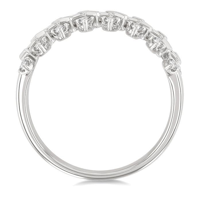 1/2 Ctw Scatter Baguette and Round Cut Diamond Fashion Band in 14K White Gold