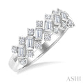 1/2 Ctw Scatter Baguette and Round Cut Diamond Fashion Band in 14K White Gold