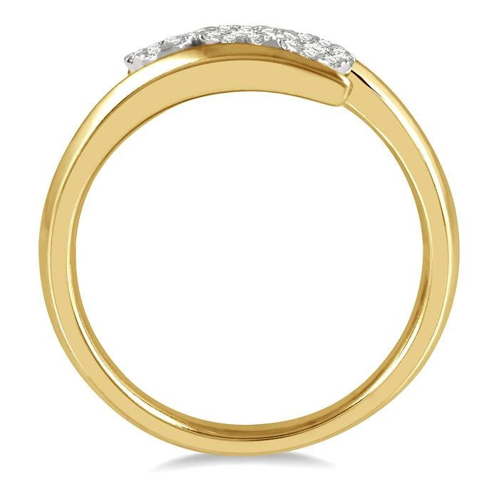 1/5 Ctw Bypass Triple Circular Mount Shine Bright Round Cut Diamond Fashion Ring in 14K Yellow and White Gold