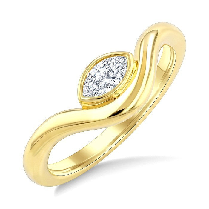 1/4 Ctw Marquise Cut Diamond Curved Solitaire Ring in 14K Yellow Gold