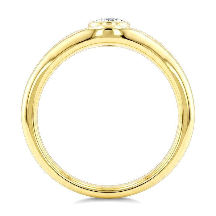 1/4 Ctw Round Cut Diamond Curved Solitaire Ring in 14K Yellow Gold