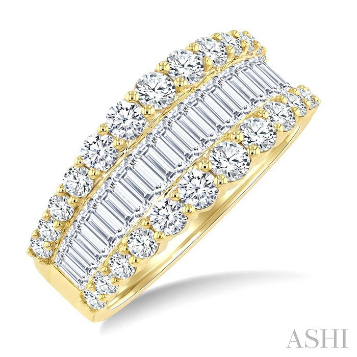 2 Ctw Baguette and Round Cut Diamond Crown Band in 14K Yellow Gold