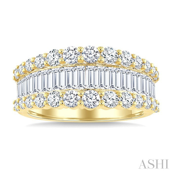 2 Ctw Baguette and Round Cut Diamond Crown Band in 14K Yellow Gold