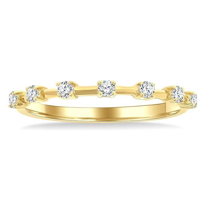 1/5 Ctw Round Cut Diamond Fashion Band in 10K Yellow Gold