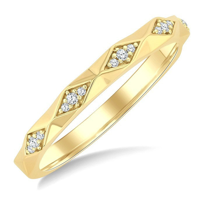 1/20 Ctw 3-D Geometric Shape Round Cut Diamond Stackable Fashion Band in 14K Yellow Gold