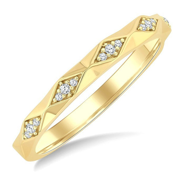1/20 Ctw 3-D Geometric Shape Round Cut Diamond Stackable Fashion Band in 14K Yellow Gold