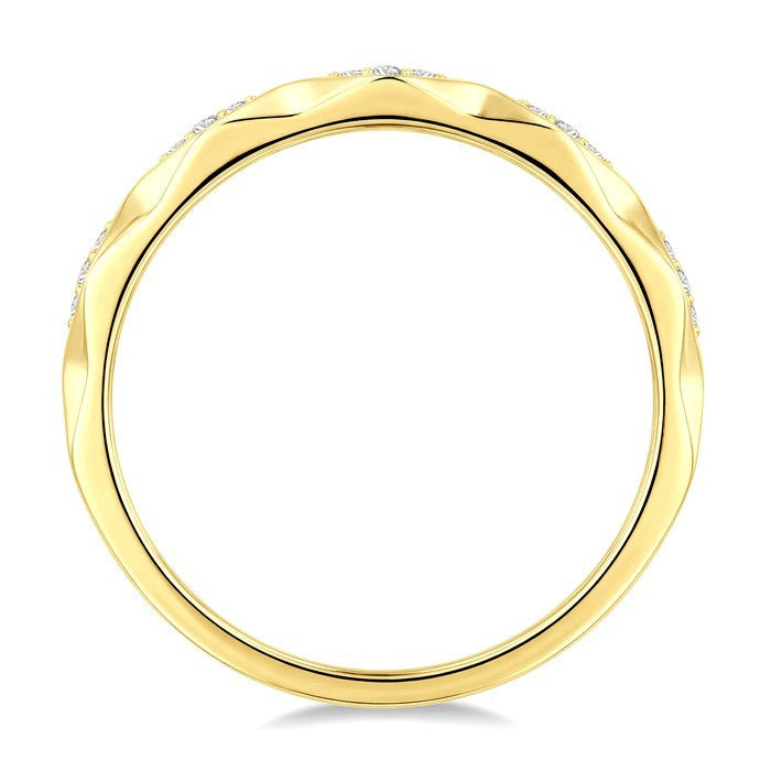1/20 Ctw 3-D Geometric Shape Round Cut Diamond Stackable Fashion Band in 14K Yellow Gold