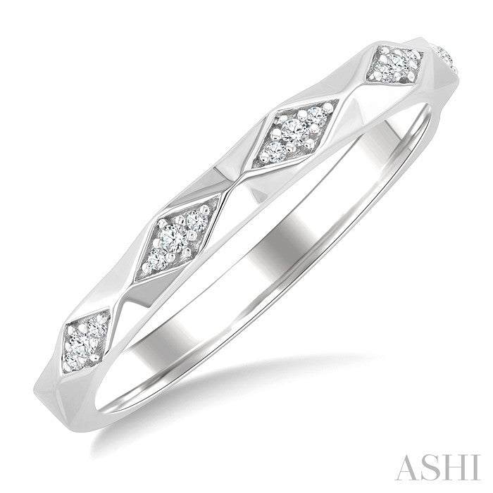 1/20 Ctw 3-D Geometric Shape Round Cut Diamond Stackable Fashion Band in 14K White Gold