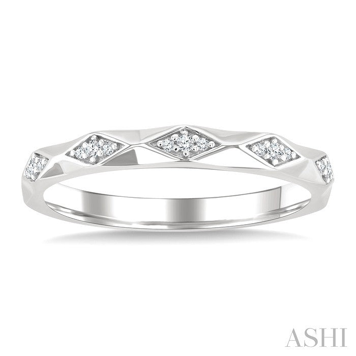 1/20 Ctw 3-D Geometric Shape Round Cut Diamond Stackable Fashion Band in 14K White Gold