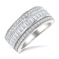 1 1/2 Ctw Channel Set Baguette and Round Cut Diamond Wedding Band in 14K White Gold