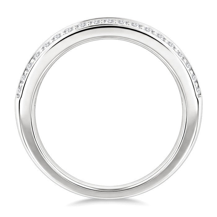 1 1/2 Ctw Channel Set Baguette and Round Cut Diamond Wedding Band in 14K White Gold
