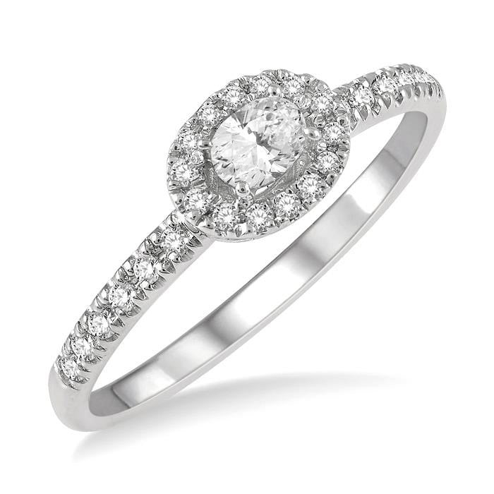Stackable Oval Shape Petite Halo Diamond Fashion Ring