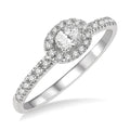 Stackable Oval Shape Petite Halo Diamond Fashion Ring