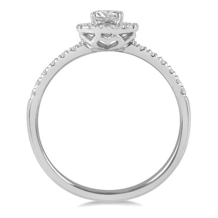 Stackable Oval Shape Petite Halo Diamond Fashion Ring