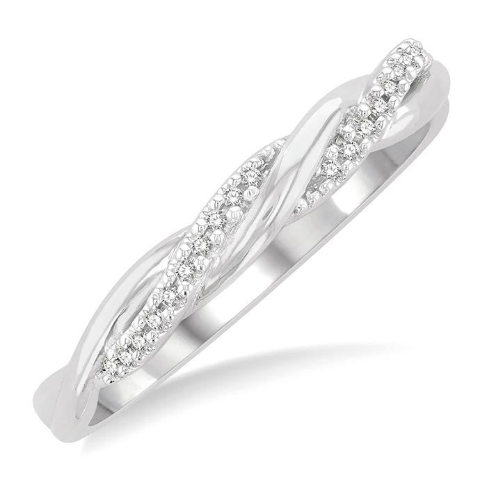 1/20 Ctw Twisted Top Round Cut Diamond Fashion Ring in 10K White Gold