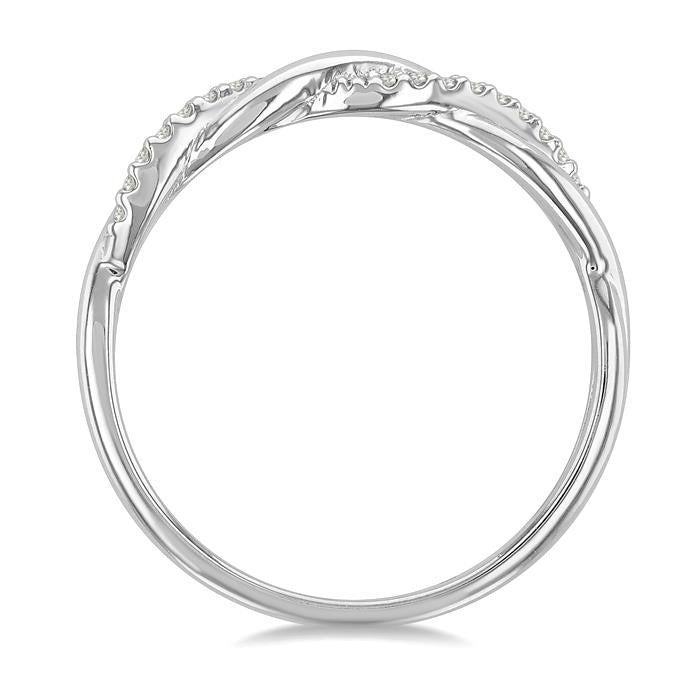 1/20 Ctw Twisted Top Round Cut Diamond Fashion Ring in 10K White Gold