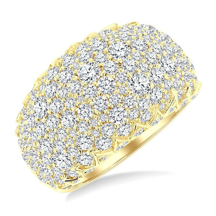 3 1/3 Ctw Round Cut Diamond Fashion Dome Ring in 14K Yellow Gold