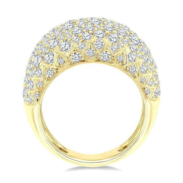 3 1/3 Ctw Round Cut Diamond Fashion Dome Ring in 14K Yellow Gold