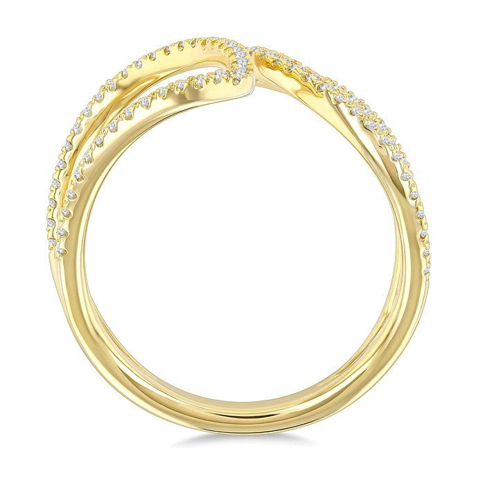 1/4 Ctw Bypass Wide Split Leaf Pattern Round Cut Diamond Lightweight Open Fashion Ring in 10K Yellow Gold