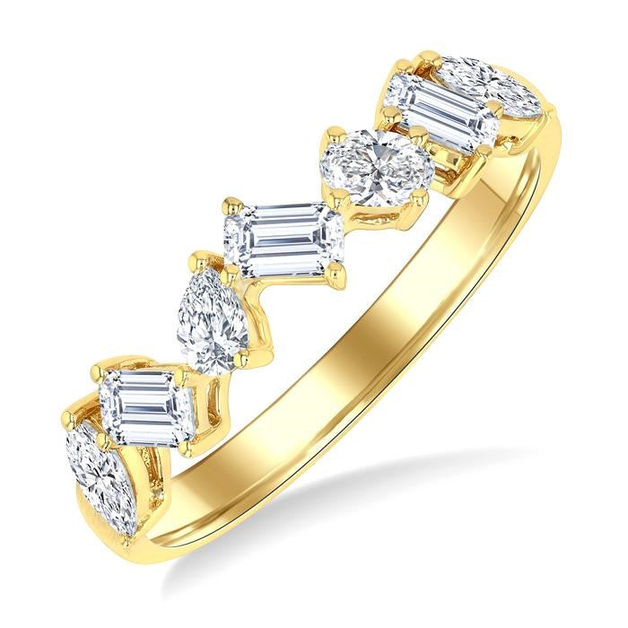 3/4 Ctw Mixed Shape Diamond Cut Fashion Band in 14K Yellow Gold
