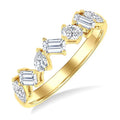 3/4 Ctw Mixed Shape Diamond Cut Fashion Band in 14K Yellow Gold