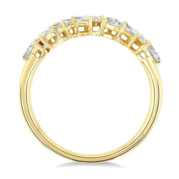 3/4 Ctw Mixed Shape Diamond Cut Fashion Band in 14K Yellow Gold