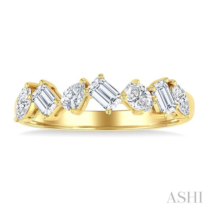 3/4 Ctw Mixed Shape Diamond Cut Fashion Band in 14K Yellow Gold