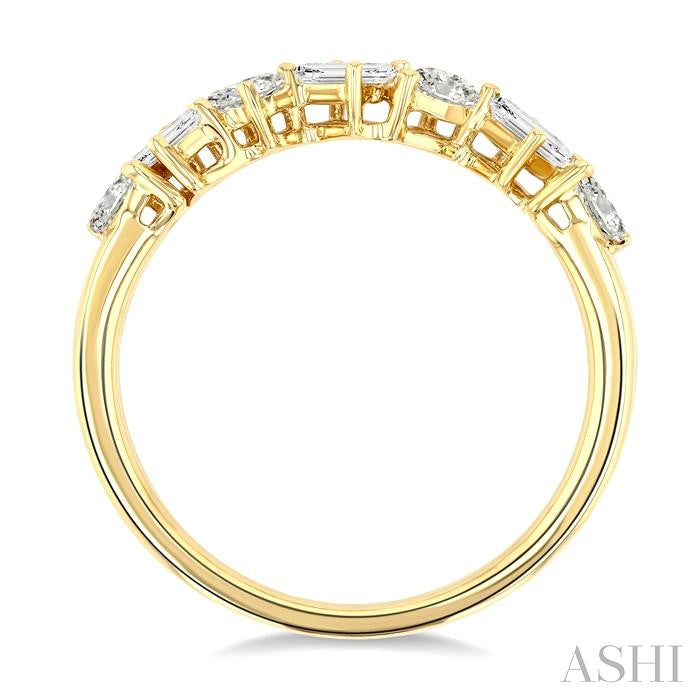 3/4 Ctw Mixed Shape Diamond Cut Fashion Band in 14K Yellow Gold