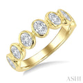 1 1/4 Ctw 7 Stone Bezel Set Oval Cut Diamond Fashion Band in 14K Yellow Gold