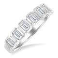 1 Ctw 7 Stone Bezel Set Emerald Cut Diamond Fashion Band in 14K White Gold