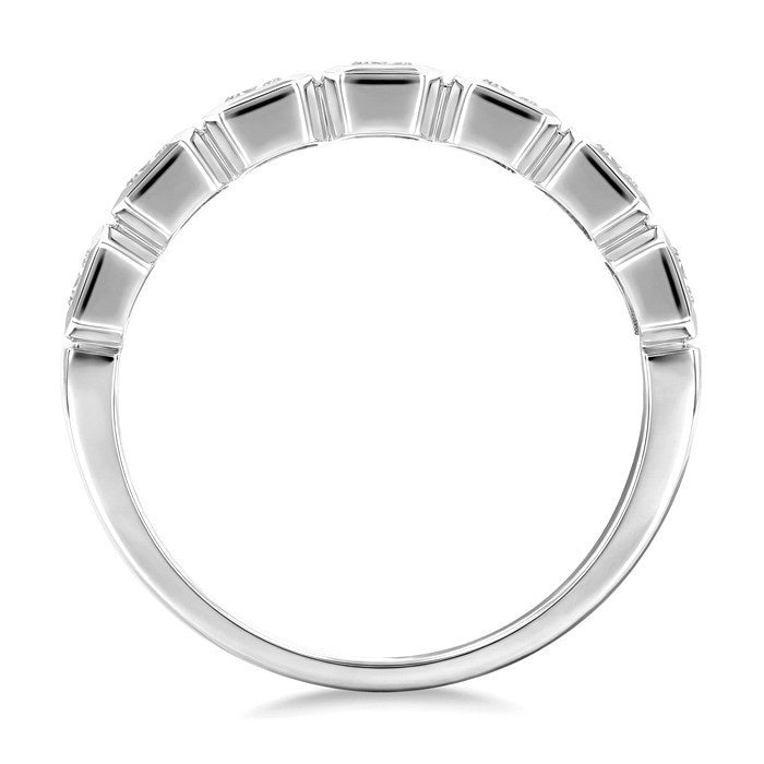1 Ctw 7 Stone Bezel Set Emerald Cut Diamond Fashion Band in 14K White Gold