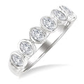 1 Ctw 7 Stone Bezel Set Oval Cut Diamond Fashion Band in 14K White Gold