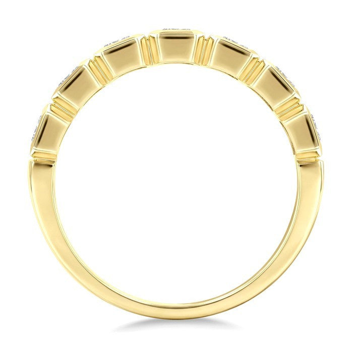 1 Ctw 7 Stone Bezel Set Emerald Cut Diamond Fashion Band in 14K Yellow Gold