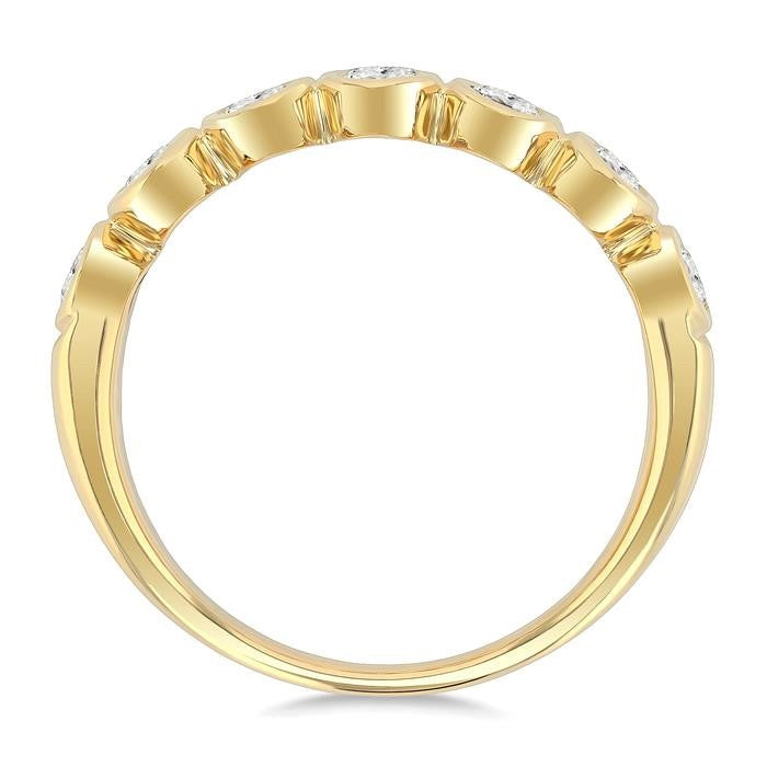 1 Ctw 7 Stone Bezel Set Oval Cut Diamond Fashion Band in 14K Yellow Gold