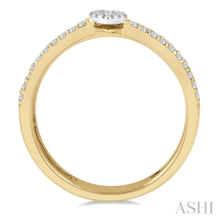1/3 Ctw Twin Band Pear Shape Shine Bright Round Cut Diamond Fashion Ring in 14K Yellow and White Gold