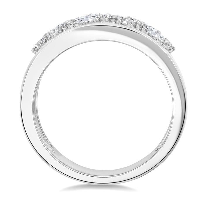 1/2 Ctw Marquise and Round Cut Diamond Mosaic Fashion Wide Band in 14K White Gold