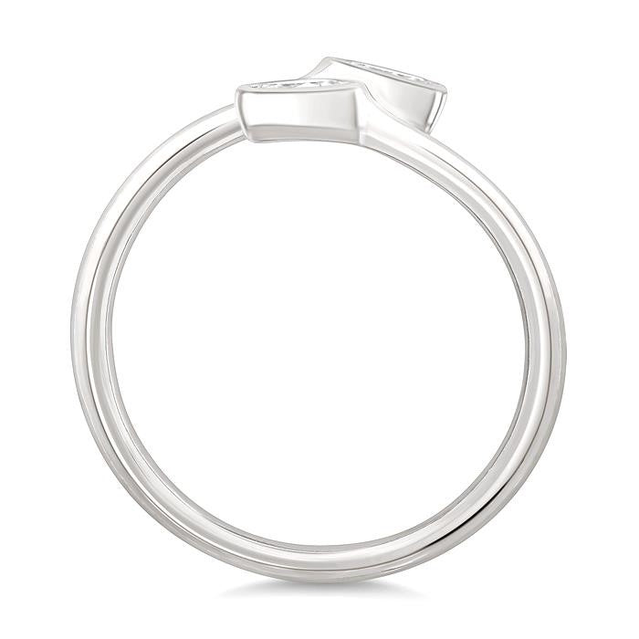 1/5 Ctw Split Single Coil Bezel Set Octagon Cut Diamond Open Fashion Ring in 14K White Gold