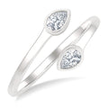 1/5 Ctw Split Single Coil Bezel Set Pear Cut Diamond Open Fashion Ring in 14K White Gold