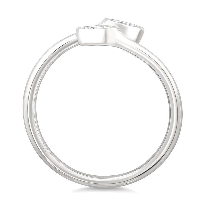 1/5 Ctw Split Single Coil Bezel Set Pear Cut Diamond Open Fashion Ring in 14K White Gold