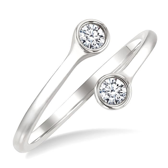 1/5 Ctw Split Single Coil Bezel Set Round Cut Diamond Open Fashion Ring in 14K White Gold